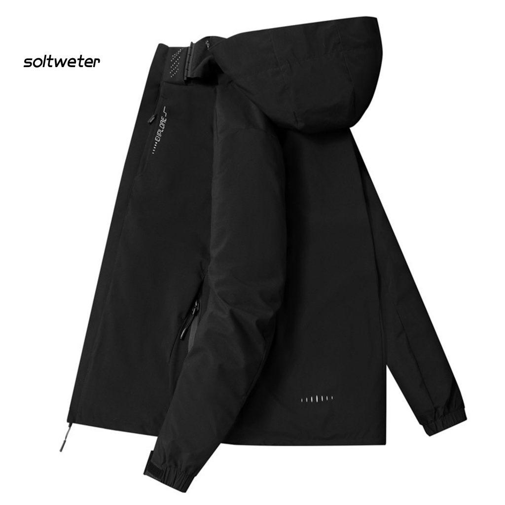 Áo Khoác Thể Thao Có Mũ Trùm Chống Nước Màu Sắc Đơn Giản Cho Nam