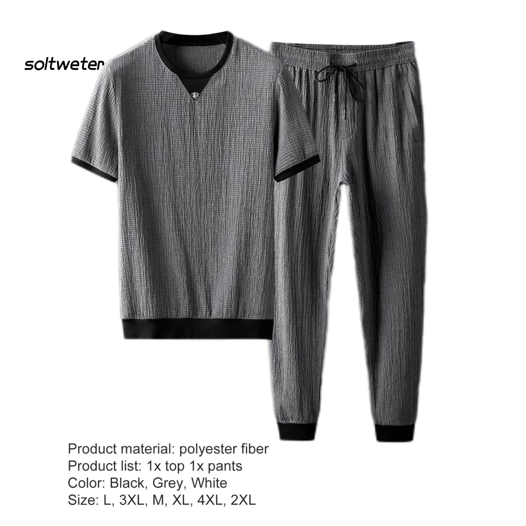 1 Bộ Quần Jogger Bằng Polyester Siêu Mềm Thấm Hút Mồ Hôi Phối Dây Rút Thiết Kế Đơn Giản Cho Nam