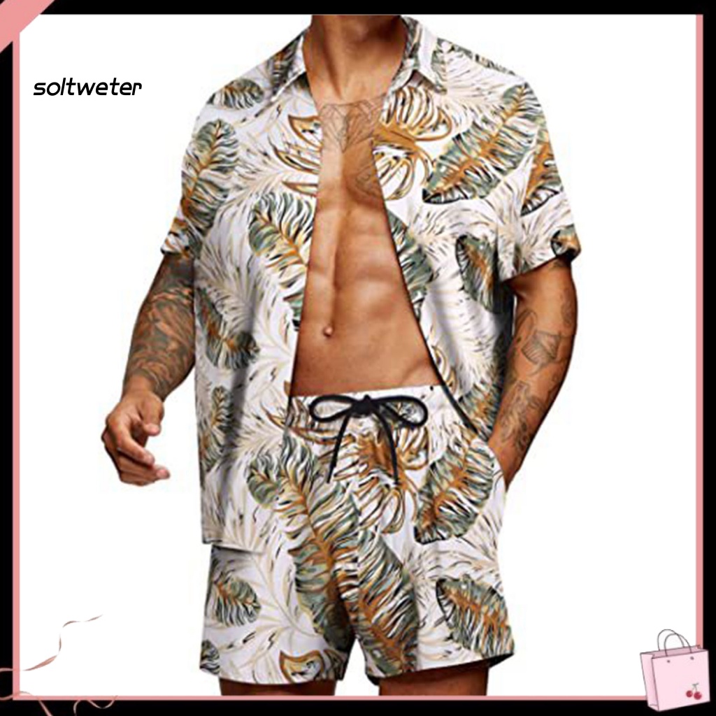 Bộ Đồ 2 Món Áo Sơ Mi Cổ Bẻ In Họa Tiết Hoa Nhiều Màu Sắc Cá Tính Cho Nam