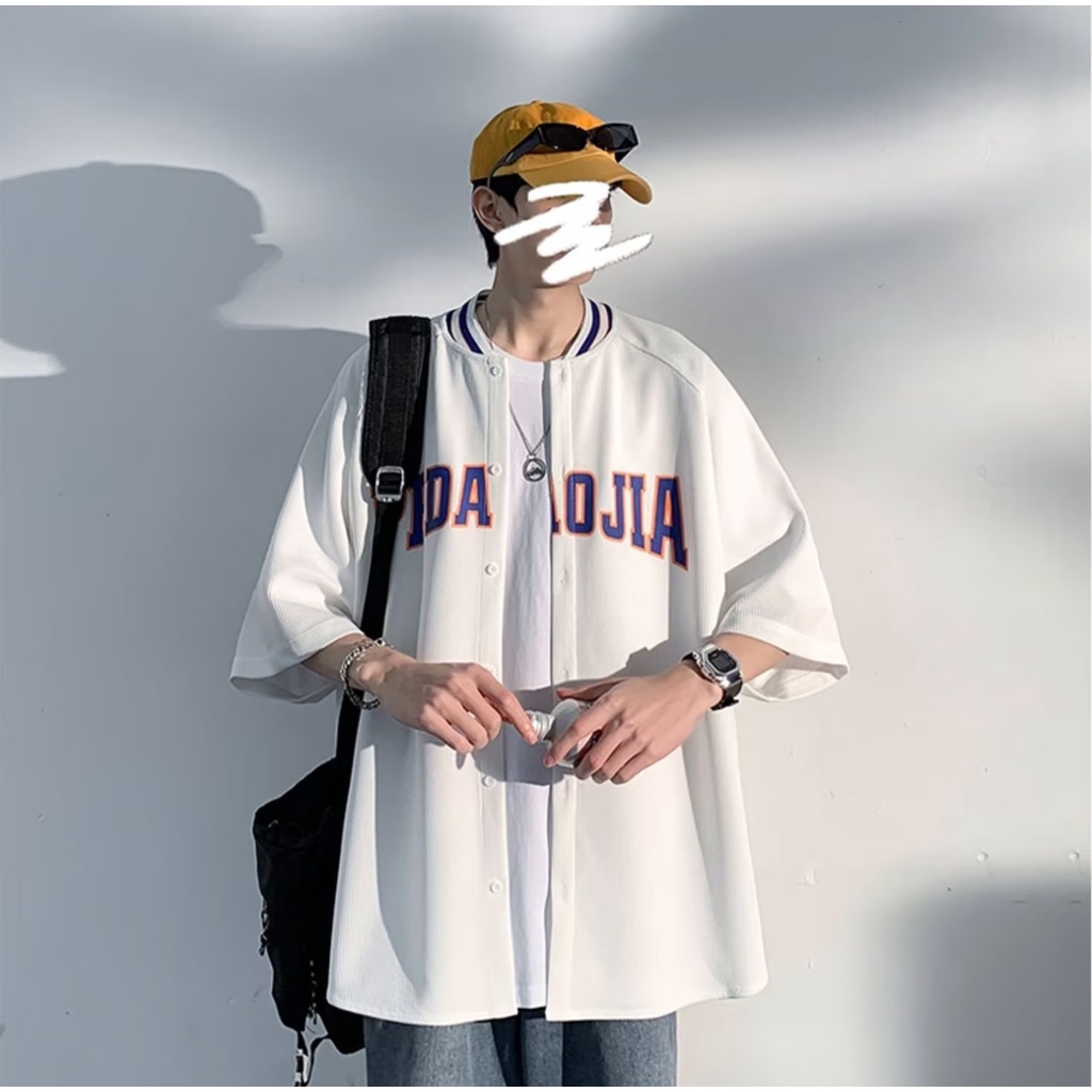 Áo Thun Bóng Chày Mùa Hè Tay Lửng Dáng Rộng Phong Cách Thời Trang Đường Phố Mỹ Có Size Lớn 150kg Hàng Mới Dành Cho Nam Và
