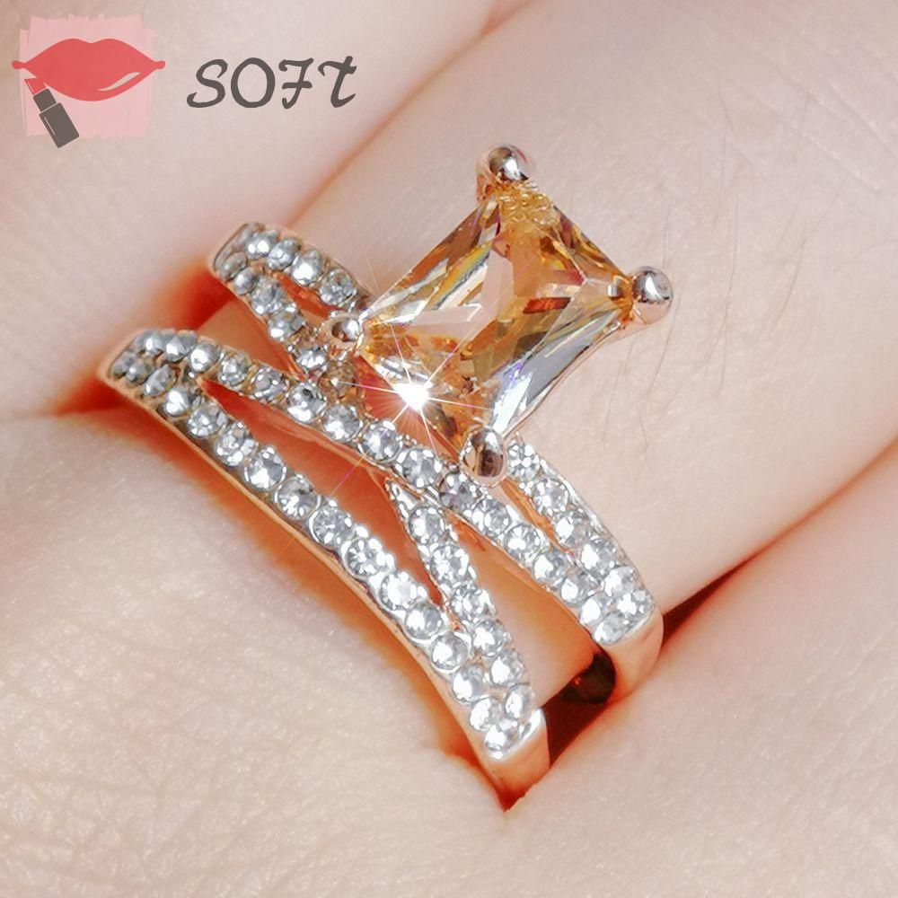 Bộ 2 Nhẫn Hình Vuông Thiết Kế Tinh Tế Thời Trang Sang Trọng