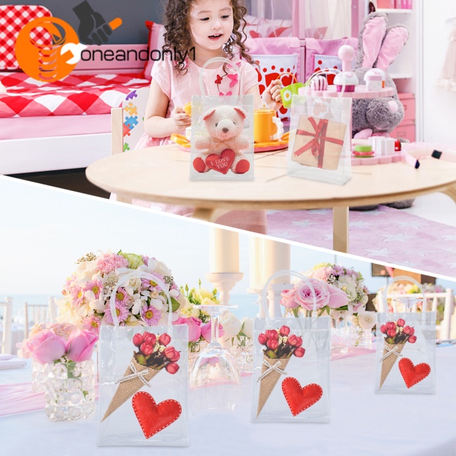 Set 10 Túi Tote Trong Suốt Có Tay Cầm Có Thể Tái Sử Dụng Kích Thước 23x17x7cm