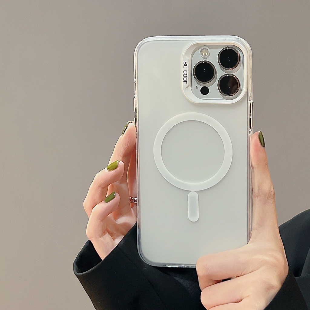 Ốp Điện Thoại Imd tpu Mềm Trong Suốt Hai Mặt Hít Nam Châm Chống Va Chạm Chống Sốc Cho iPhone 13 14 Pro Max