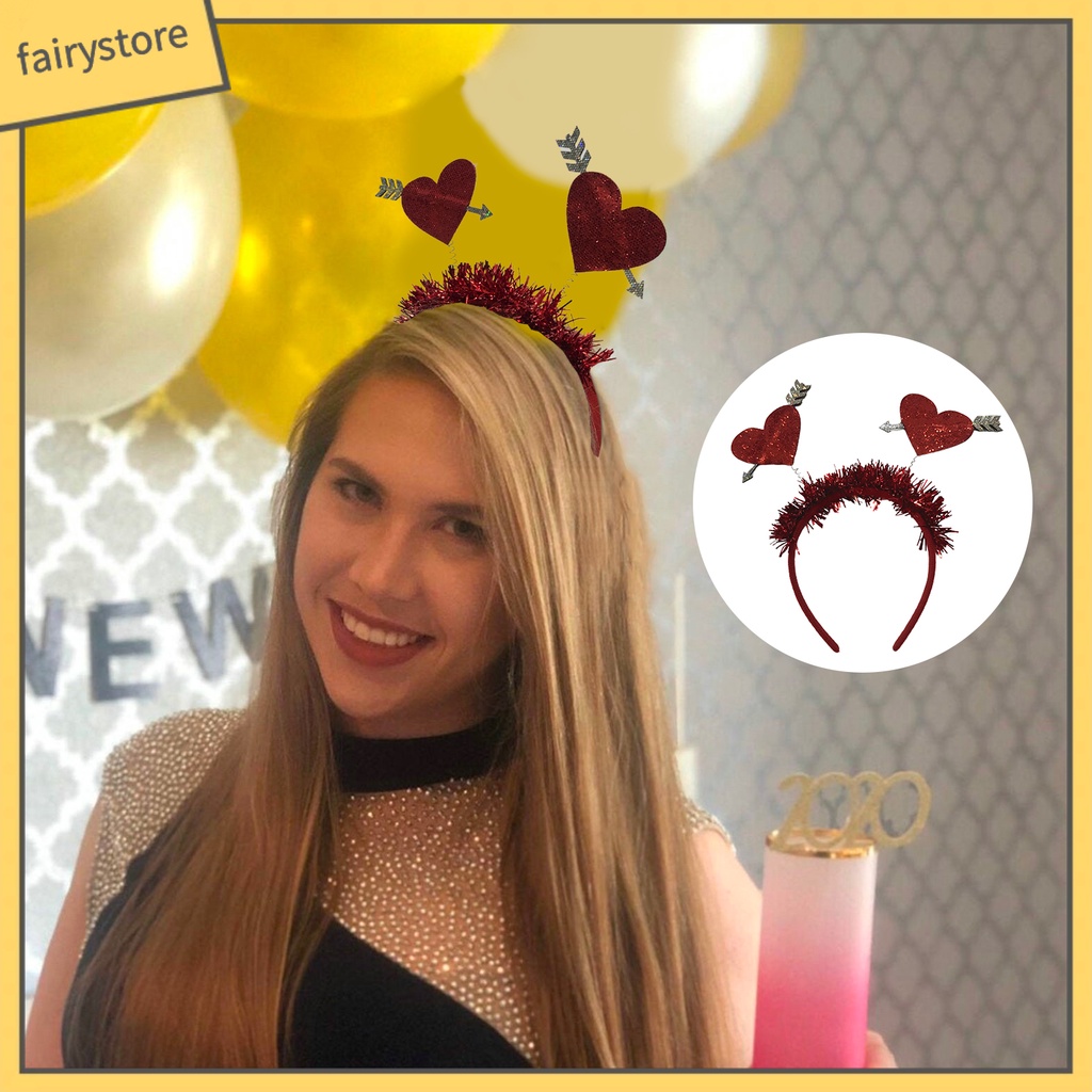 [FRO] Băng Đô Đính Kim Sa Đỏ Tạo Không Khí Co Giãn Chống Trượt Làm Quà Tặng Valentines