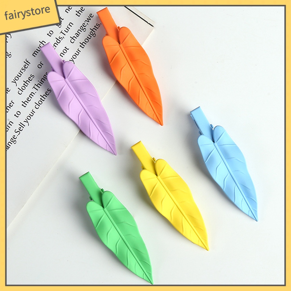 Kẹp Tóc Hình Chiếc Lá Bằng Thép Không Gỉ Chống Trầy Xước Dễ Thương Xinh Xắn