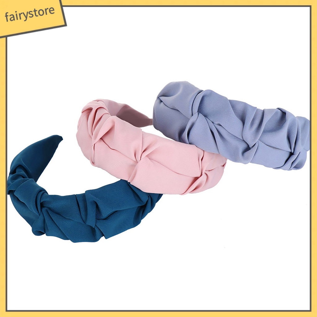 Băng Đô Cài Tóc Bản Rộng Màu Trơn Dành Cho Nữ