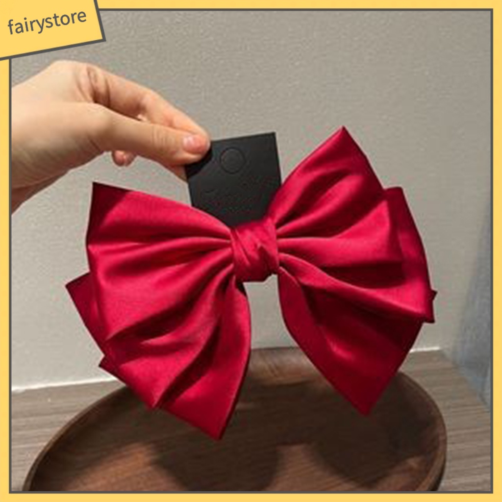 Kẹp Tóc Ba Lớp Hình Nơ Lớn Không Trơn Màu Sắc Trọng Lượng Nhẹ Dành Cho Nữ