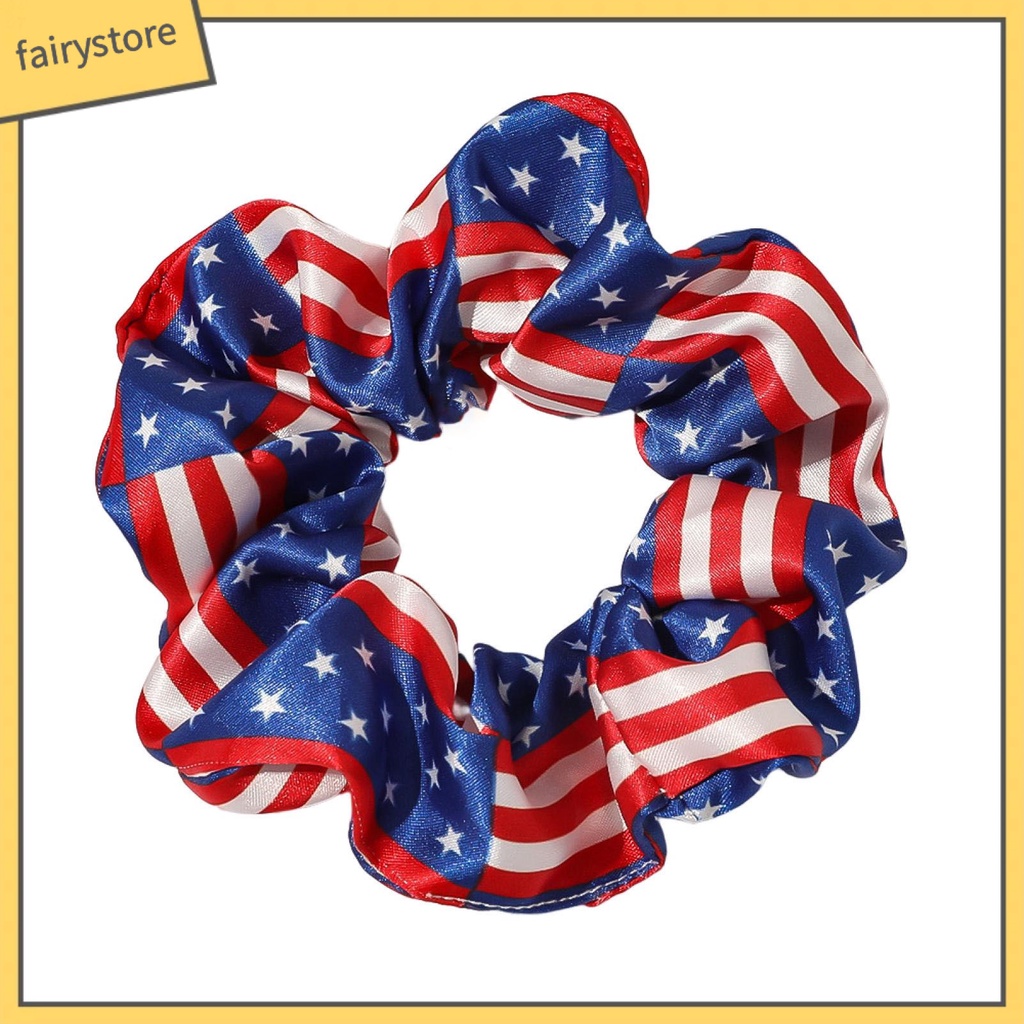 Dây Buộc Tóc Cao Su Mềm Co Giãn In Hình Lá Cờ Mỹ Có Thể Giặt Lại