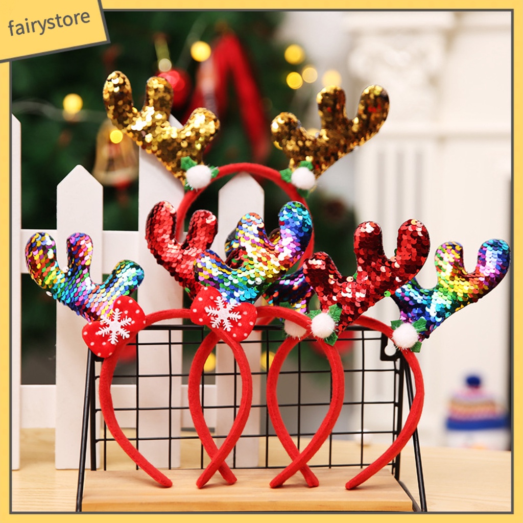 Băng Đô Cài Tóc Hình Sừng Hươu Đính Kim Sa Vui Nhộn Chống Mài Mòn Cho Người Lớn Và Trẻ Em