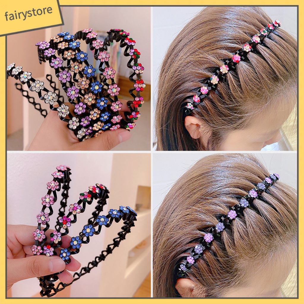 Băng Đô Cài Tóc Viền Mềm Đính Đá Lấp Lánh Chống Trượt Dễ Sử Dụng