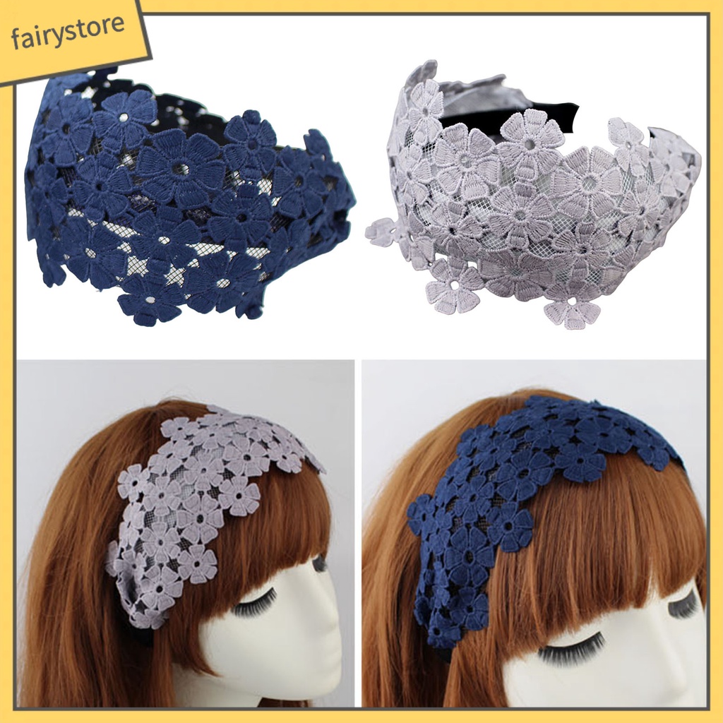 Băng Đô Cài Tóc Họa Tiết Ren Hoa Bắt Mắt Lâu Trôi Chống Biến Dạng