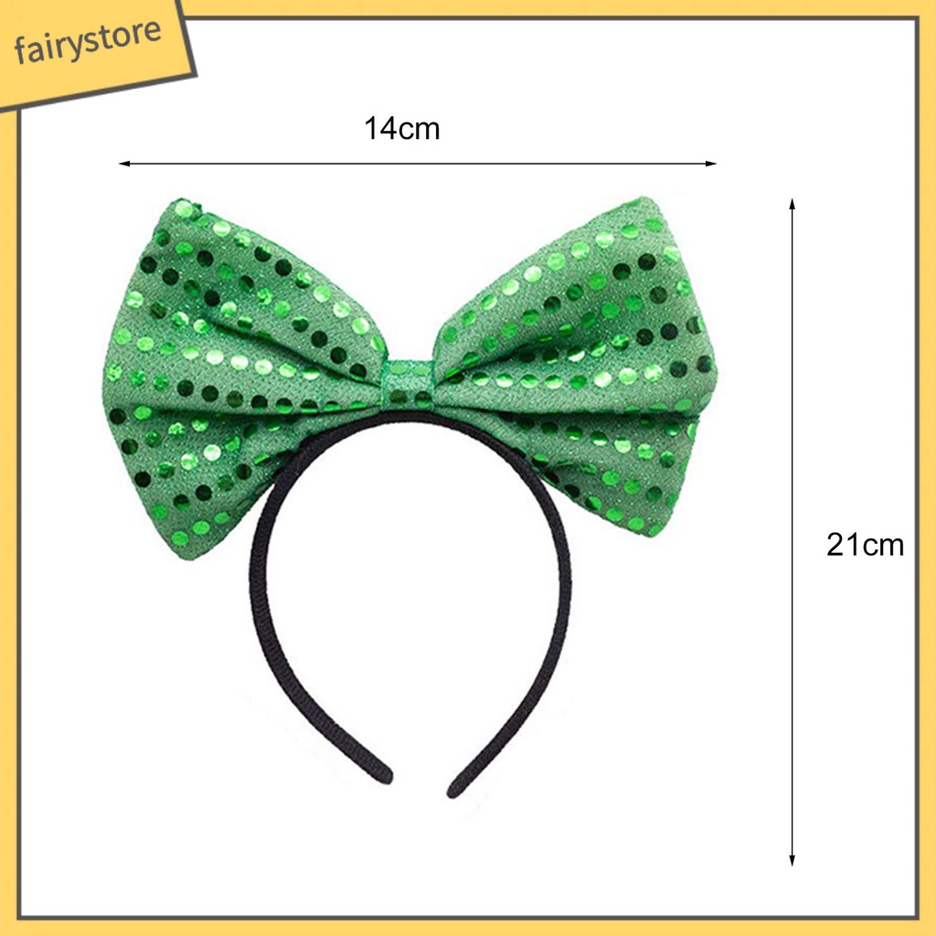 Băng Đô Cài Tóc Hình Nón Đính Nơ Lấp Lánh Cho Ngày Thánh Patricks