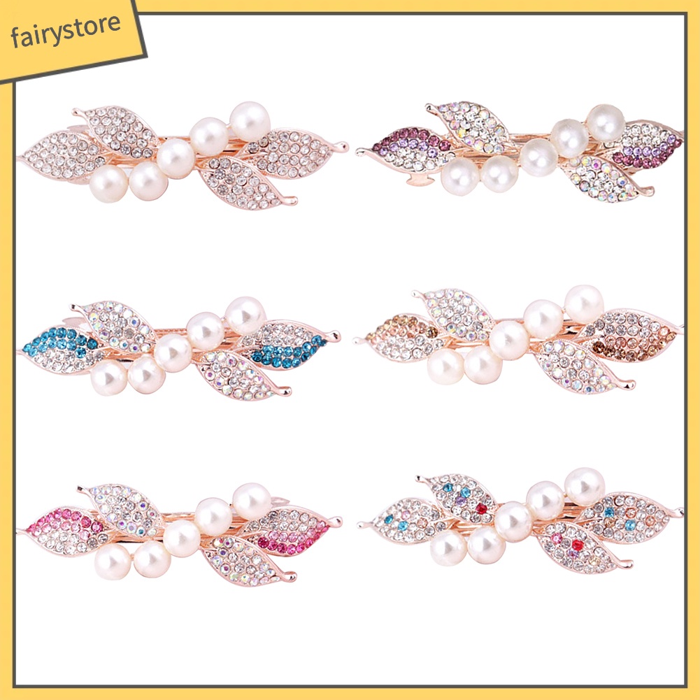 Kẹp Tóc Hình Nơ Đính Ngọc Trai Giả Thanh Lịch Cho Nữ