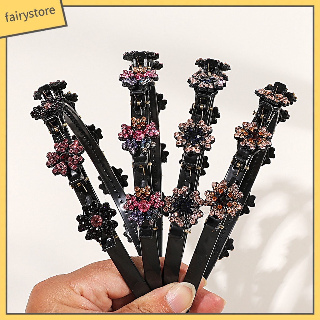 Cài Tóc Hình Cánh Hoa Đính Đá Lấp Lánh Chống Trượt Hai Lớp Dành Cho Nữ