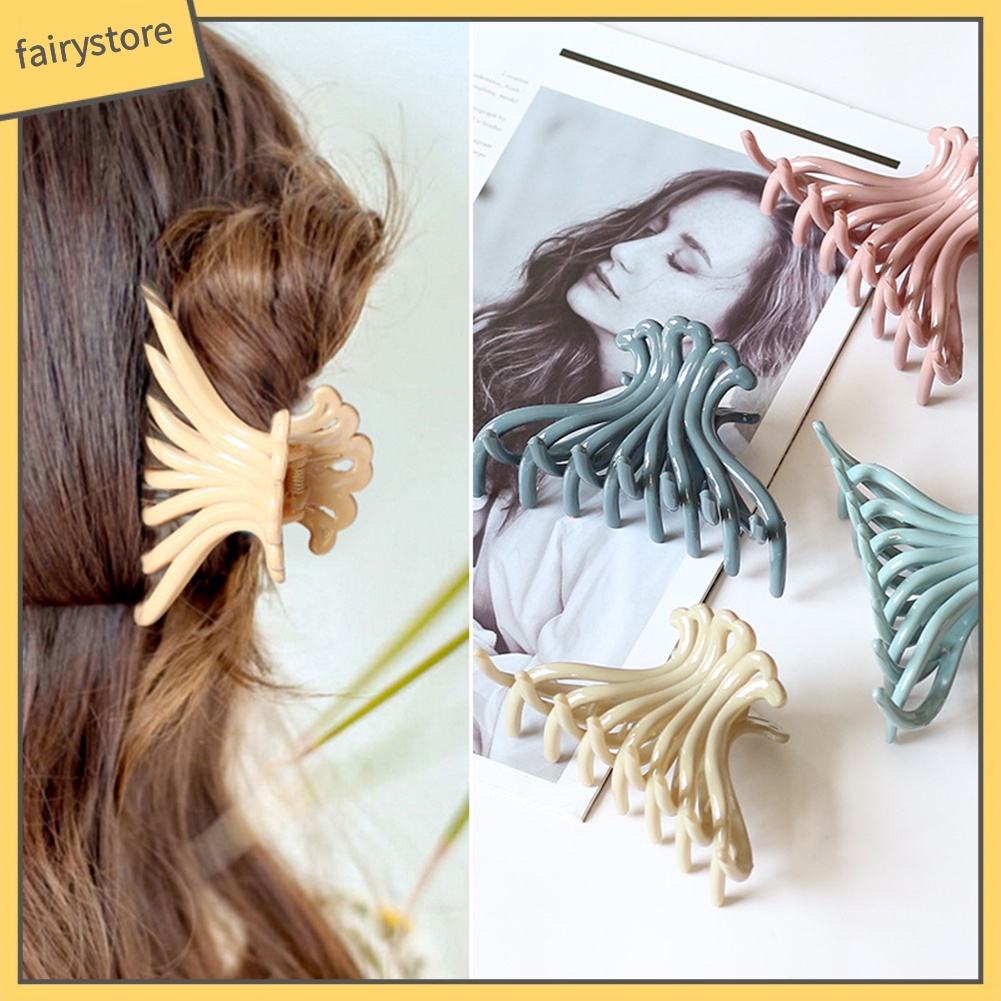 Kẹp Tóc Càng Cua Bằng Nhựa Màu Trơn Thời Trang Cho Nữ