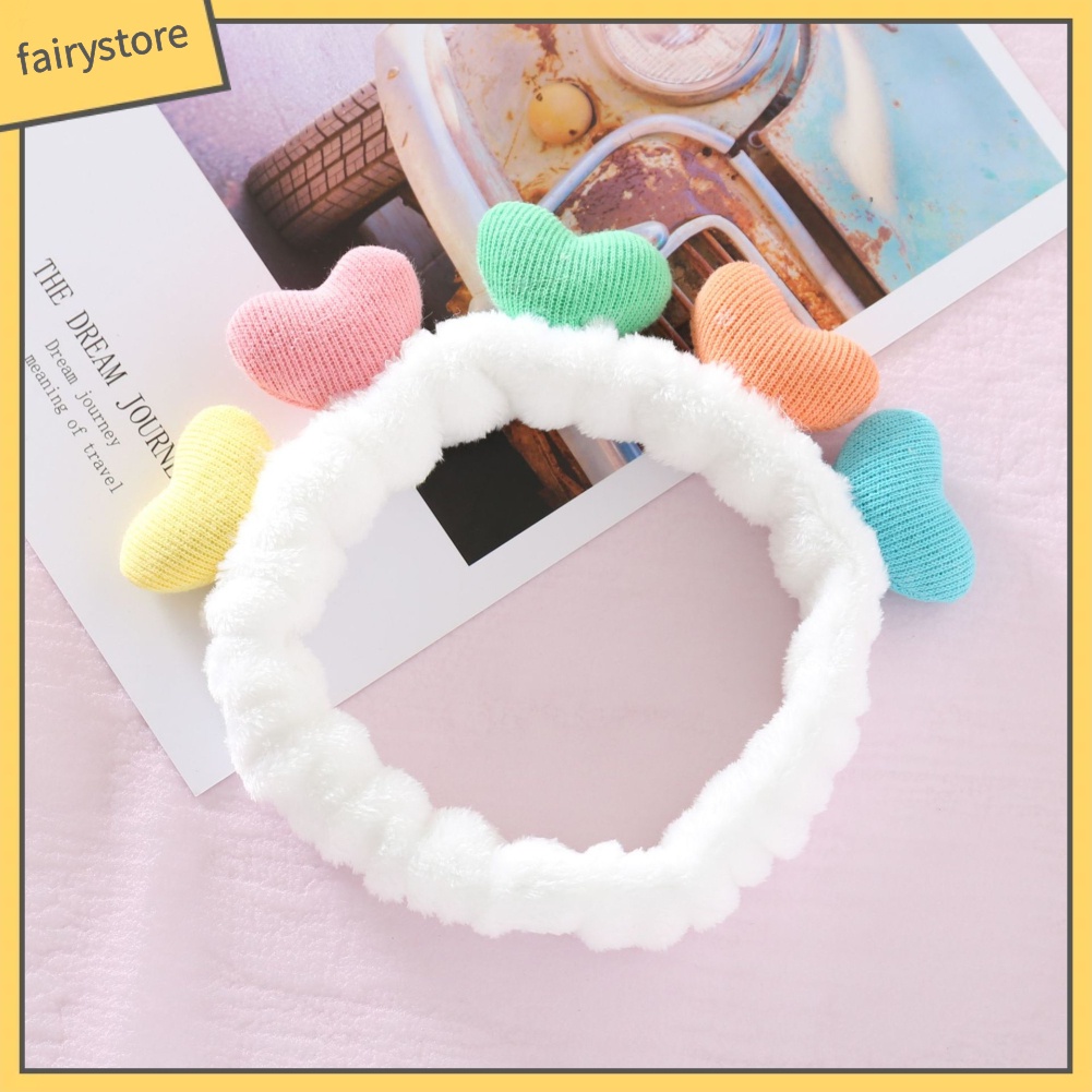 Băng Đô Cài Tóc Rửa Mặt / Trang Điểm Hình Trái Tim Mềm Co Giãn Dễ Thương Cho Nữ