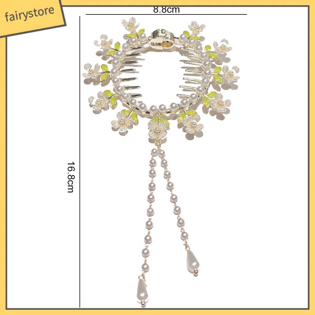 Kẹp Tóc Đính Ngọc Trai Giả Bằng Thép Không Gỉ Trang Trí Tóc Đuôi Ngựa Cho Cô Dâu