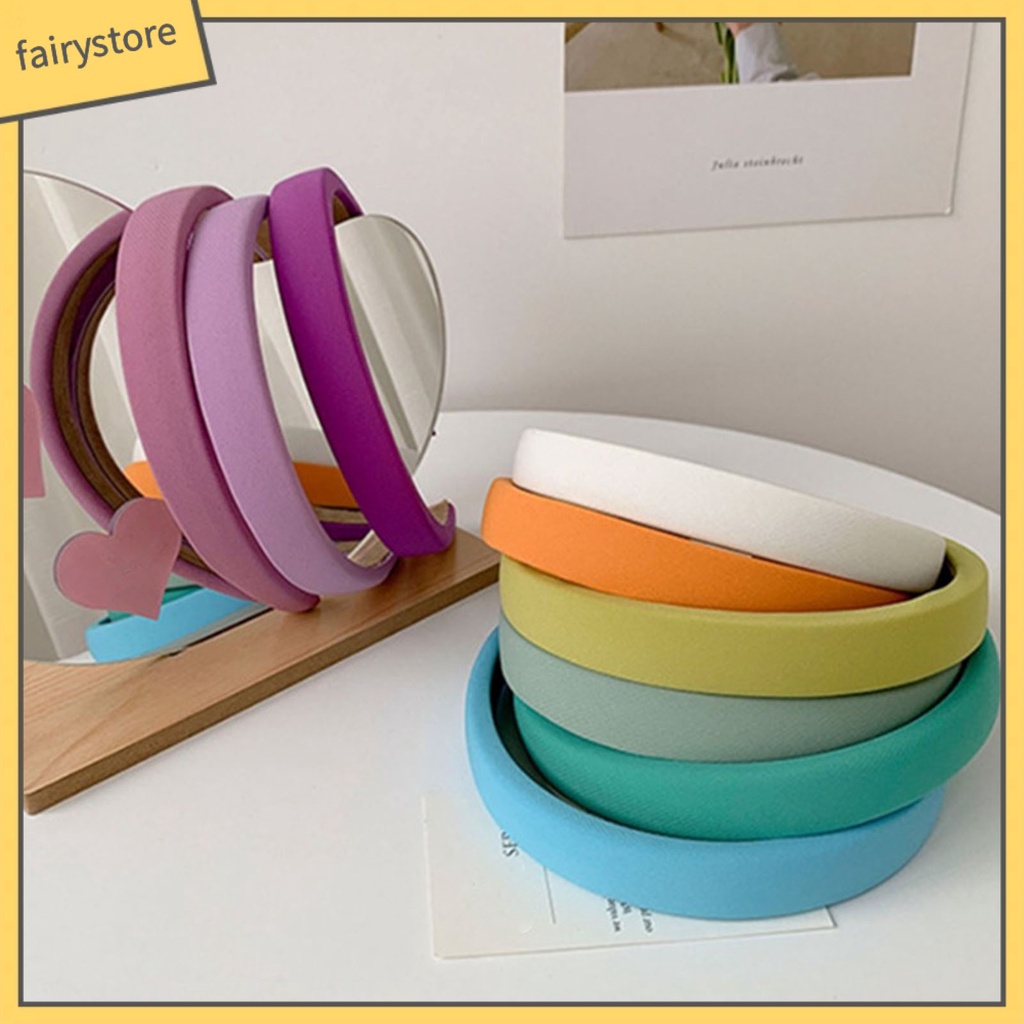 Băng Đô Cài Tóc Bản Rộng Không Trượt Màu Sắc Ngọt Ngào Cho Nữ