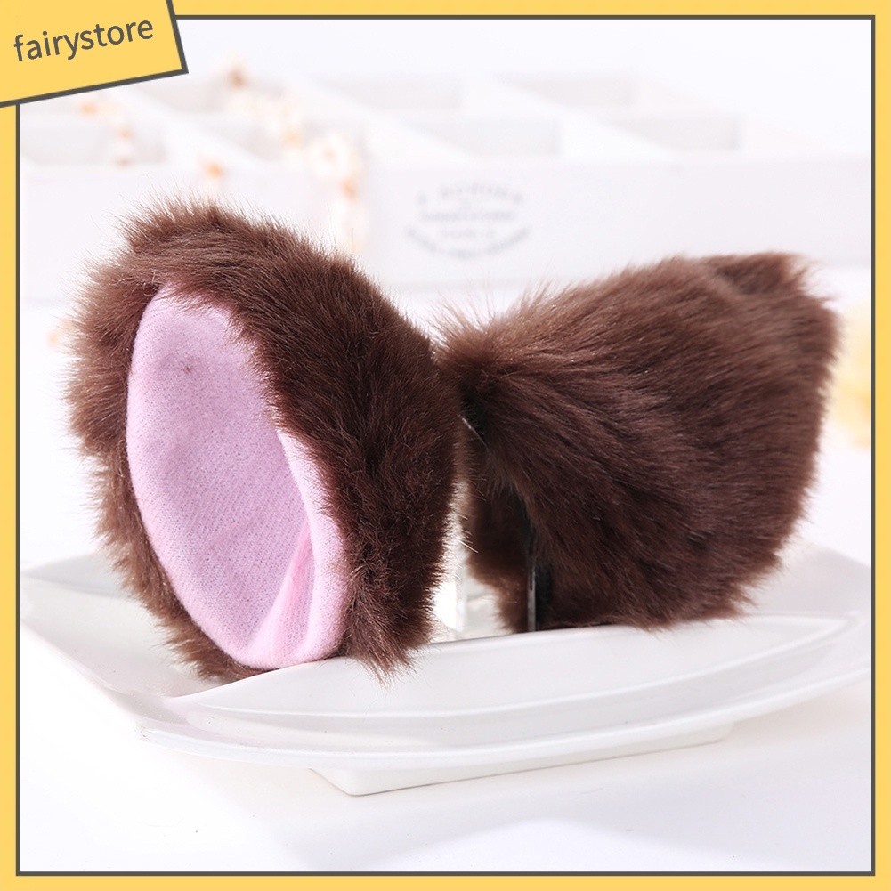 1 Cặp Kẹp Tóc Tai Mèo Đính Lông Hóa Trang Chụp Ảnh Cho Bé