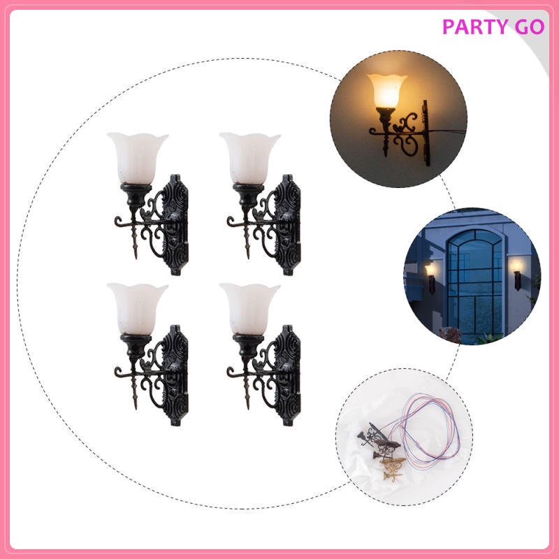 Set 4 Đèn LED 1 / 12 Trang Trí Nhà Búp Bê Phong Cách Vintage