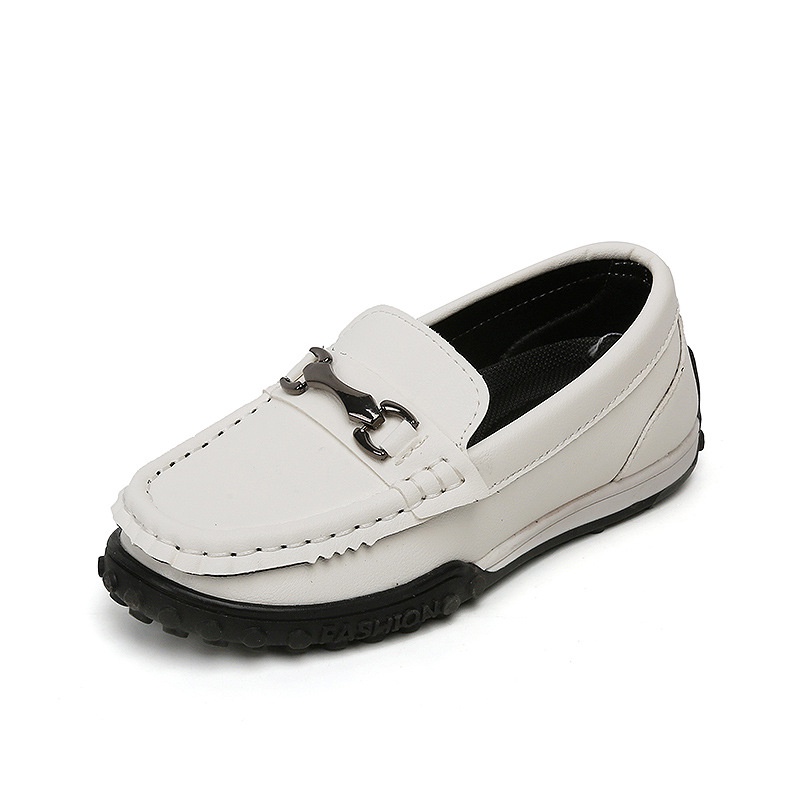 Giày Lười Da Phối Khóa Kim Loại Thời Trang Cho Bé Trai