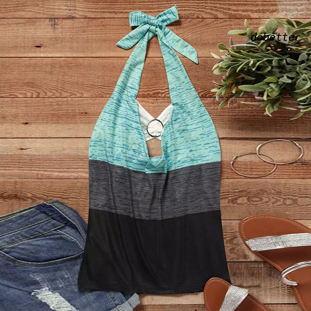 [DO] Áo Ba Lỗ Mềm Khoét Lỗ Cổ Chữ V Thoáng Khí Phối Màu Trang Trí Nút Thời Trang Mùa Hè Cho Nữ