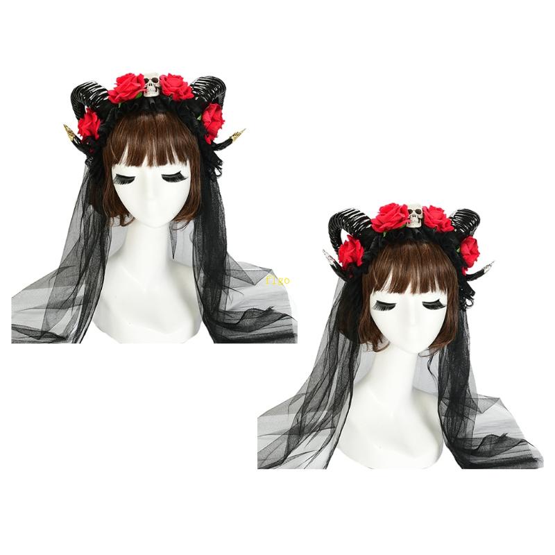 Băng Đô Cài Tóc Hình Mạng Che Mặt Đầu Lâu Hoa Ox