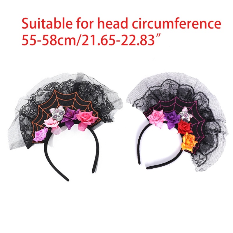 Flgo Băng Đô Hóa Trang Halloween Hình Đầu Lâu Nhện Phối Ren Hoa