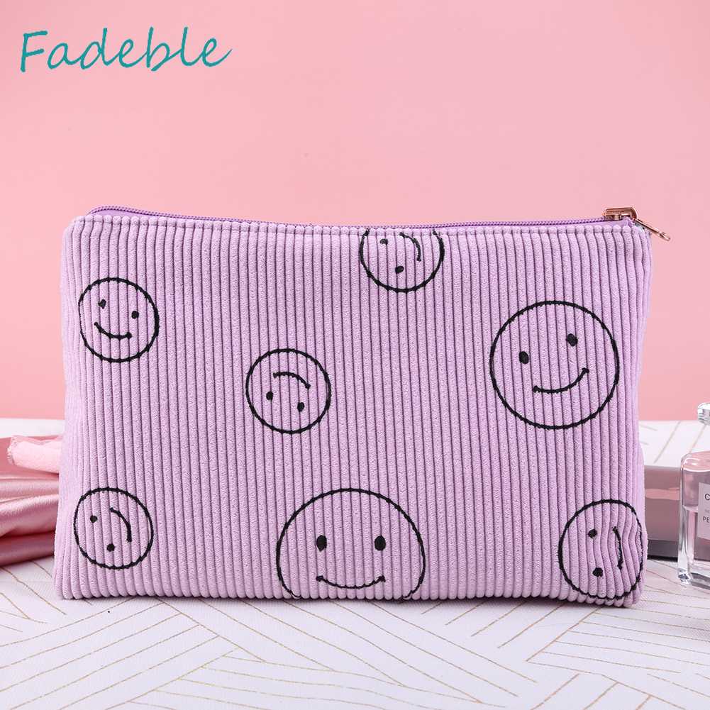 Túi Đựng Đồ Trang Điểm Hai Mặt Họa Tiết Cảm Xúc Dành Cho Nữ