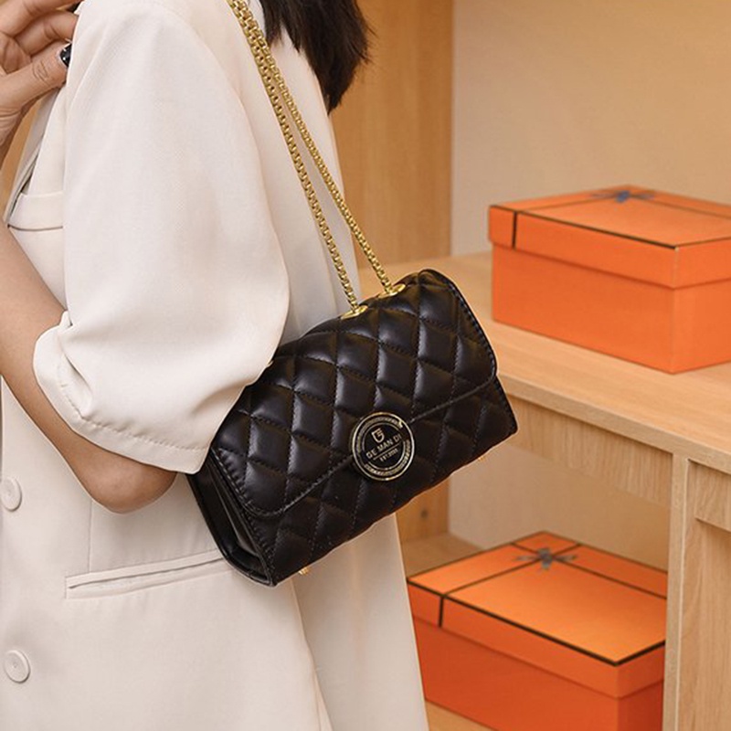 Túi Đeo Chéo Hình Vuông Cỡ Nhỏ Phối Dây Đeo Sợi Xích Thời Trang Cho Nữ