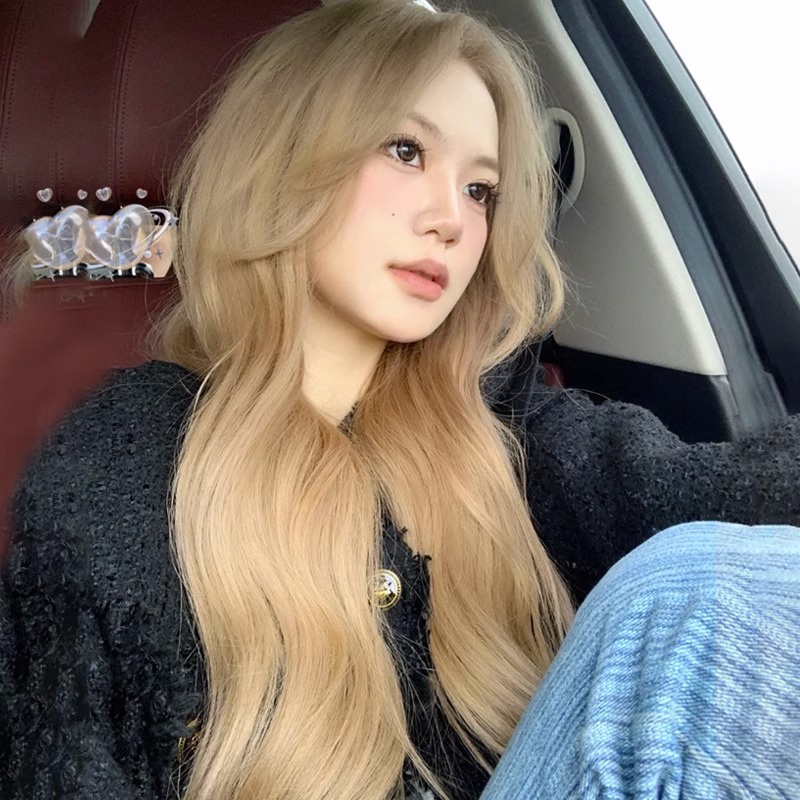 Tóc Giả Xoăn Gợn Sóng Lớn Màu Nâu Be Phong Cách Âu Mỹ zf601