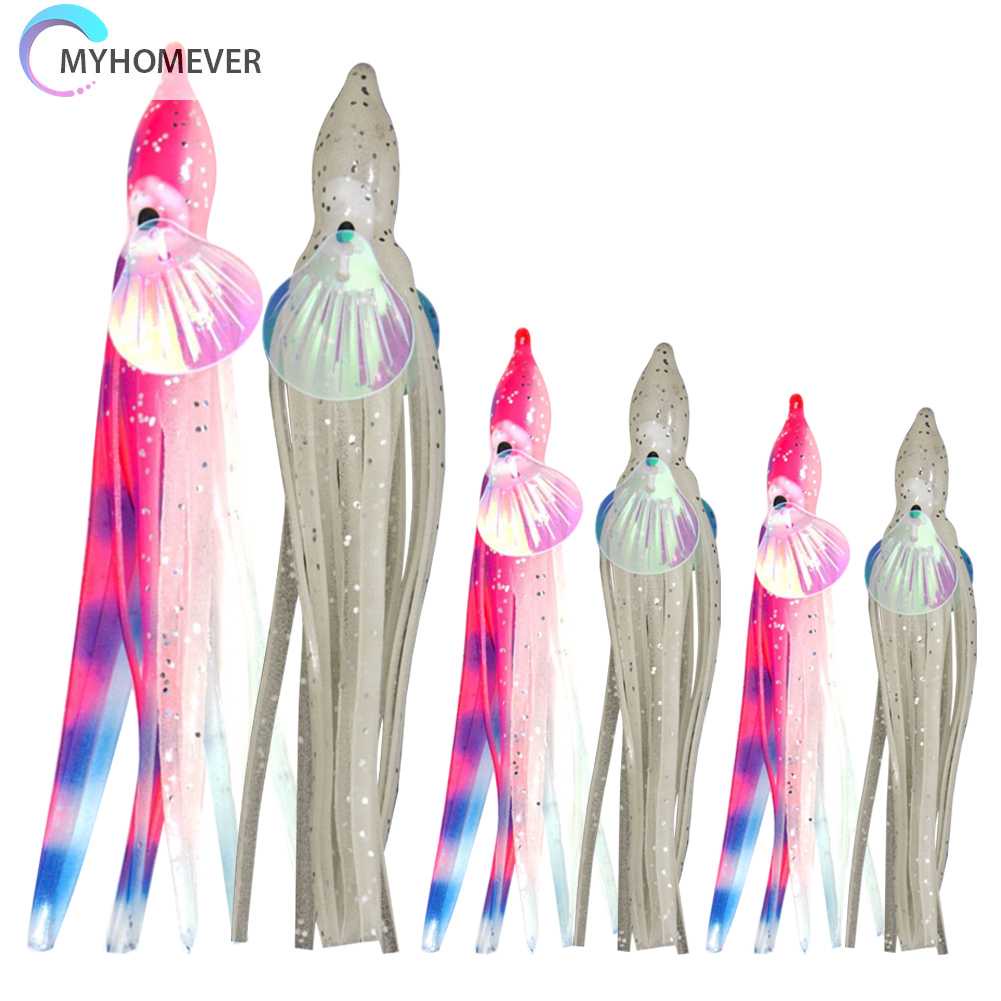 Bộ 10 Mồi Câu Giả Hình Bạch Tuộc Mềm 5cm 6cm 10cm