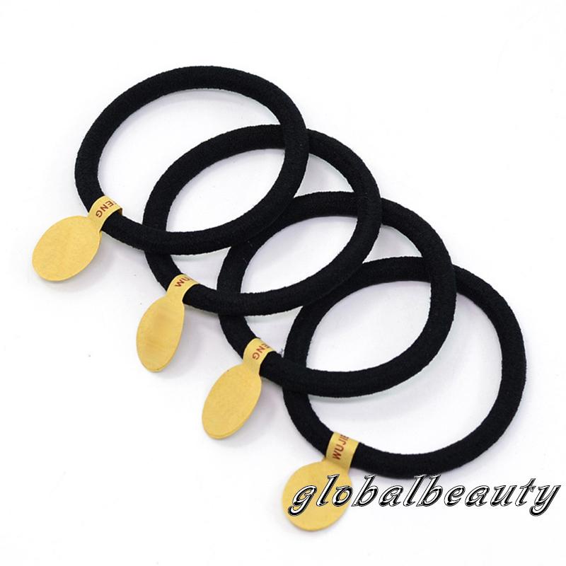 Dây Buộc Tóc Đuôi Ngựa Co Giãn Mềm Mại Màu Đen Không Đường May Dành Cho Bé Gái Và Bé Gái