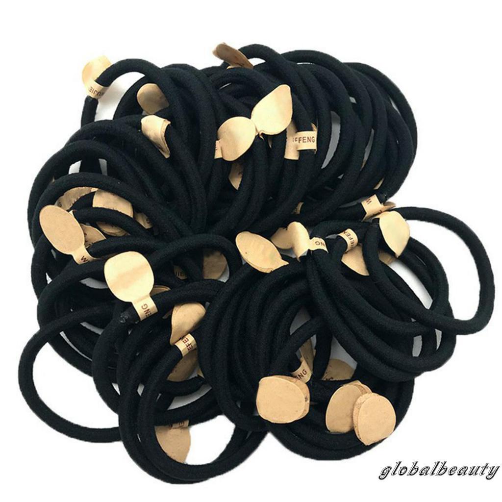 Dây Buộc Tóc Đuôi Ngựa Co Giãn Mềm Mại Màu Đen Không Đường May Dành Cho Bé Gái Và Bé Gái