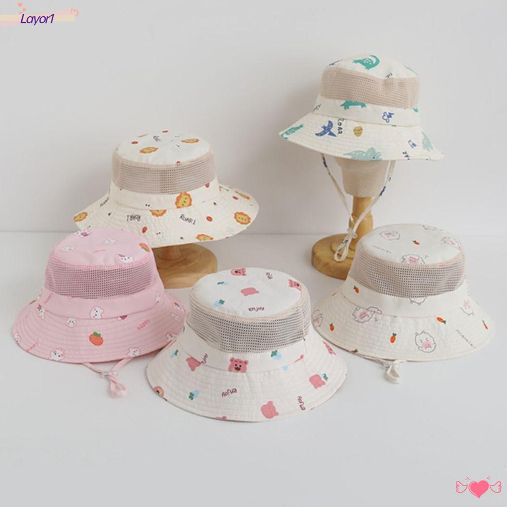 1 Nón Tai Bèo Phối Lưới Thoáng Khí Chống Tia UV Thời Trang Mùa Hè Cho Bé 3-8 Tuổi LAYOR1