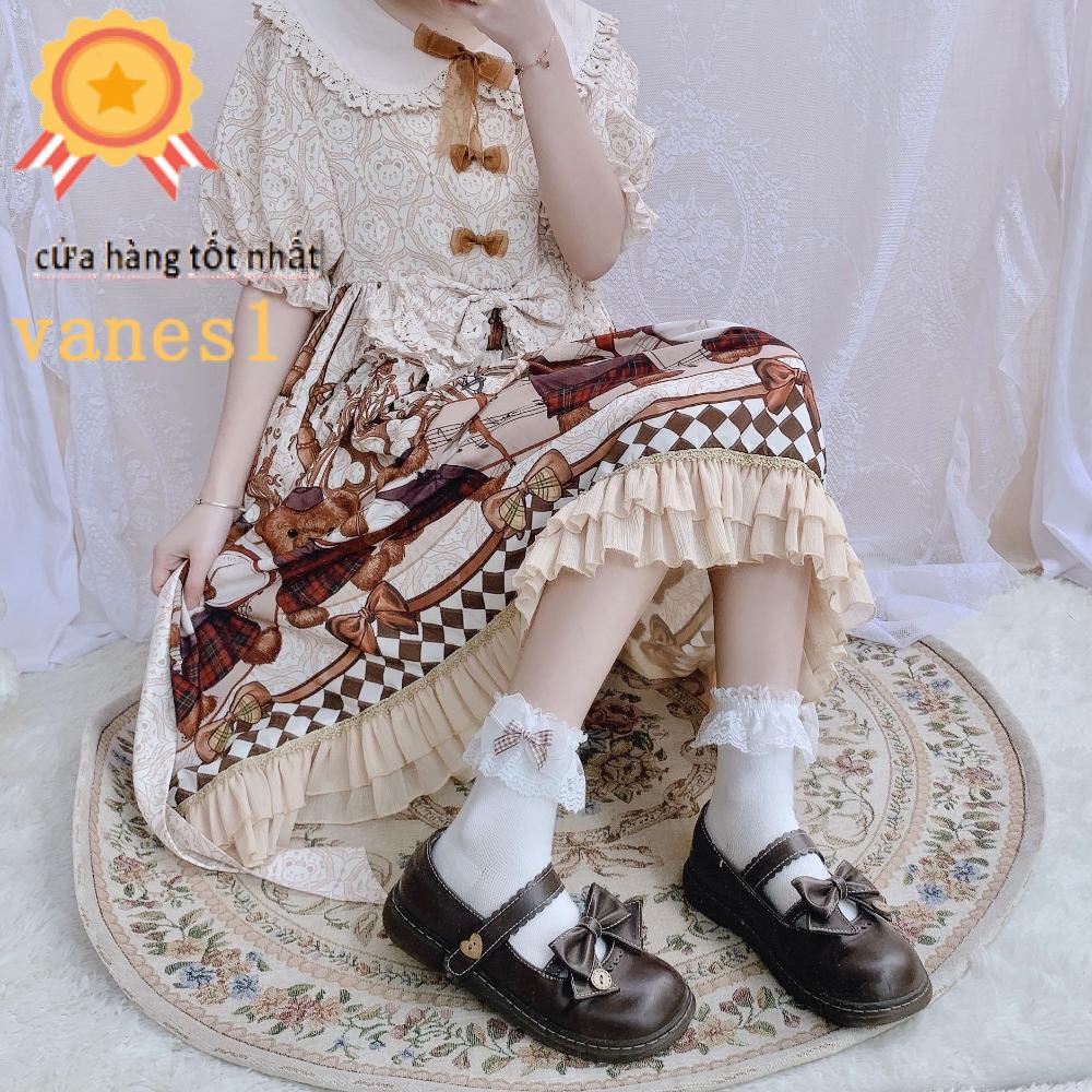 1 Đôi Tất Cotton Ngắn Phối Lưới Phong Cách Lolita Đáng Yêu Cho Nữ