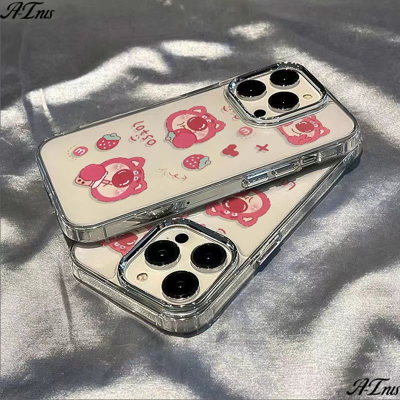✅Ốp Điện Thoại Mềm Chống Sốc Họa Tiết Gấu Và Dâu Tây Cho Iphone max7 14Pro11Iphone12In 13 plus8