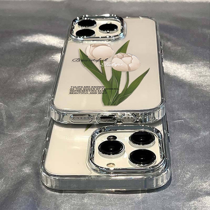 ✅Ốp Điện Thoại Mềm Chống Sốc Họa Tiết Hoa Tulip Cho Iphone 8 / 14Pro max 713 11 12Plus UW5S