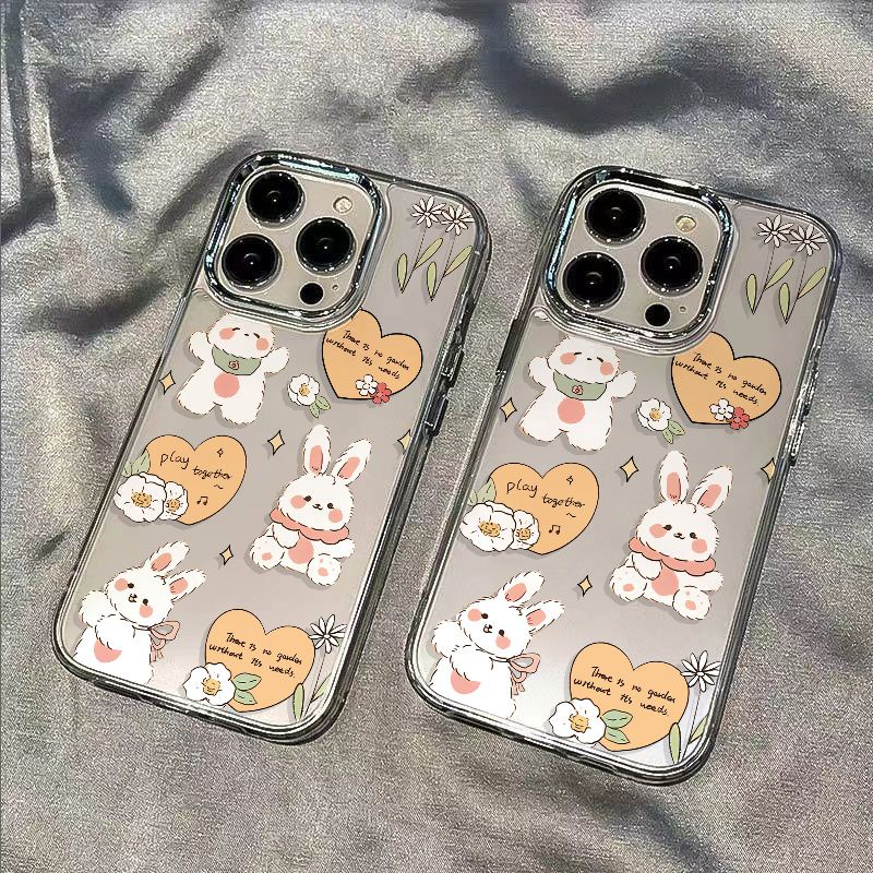 ✅Ốp Điện Thoại Dẻo Họa Tiết Chú Thỏ Phối Lông Dễ Thương Chống Sốc Cho iPhone12 14proplus7max813 11