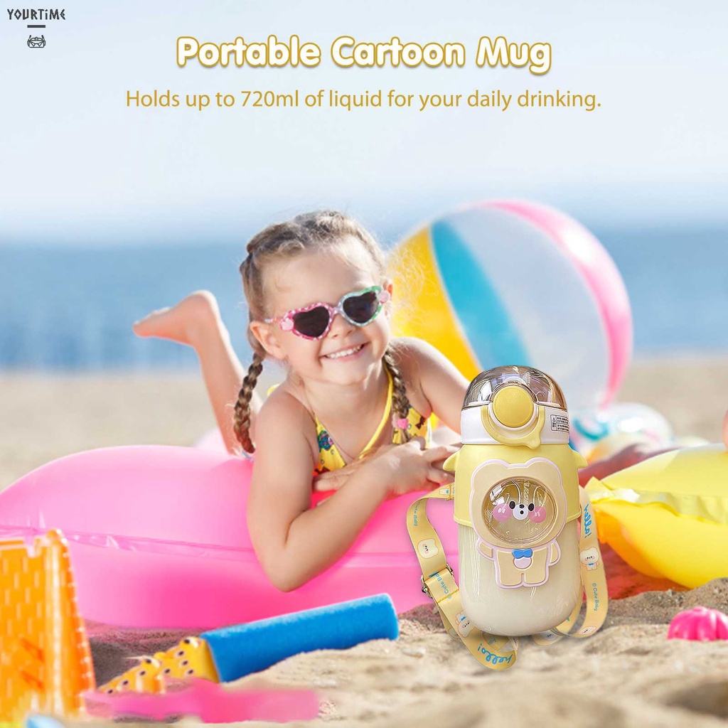 Bình Nước 720ml Chống Rơi Họa Tiết Hoạt Hình Dễ Thương