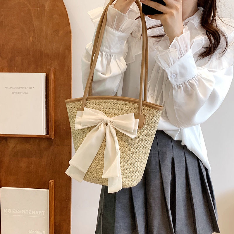 Túi Cói Đeo Vai Sức Chứa Lớn Mẫu Mới 2023 Thời Trang Mùa Hè Cho Nữ