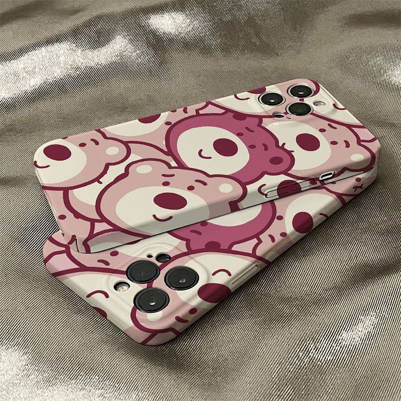 Ốp Điện Thoại Dẻo Họa Tiết Gấu &amp; Dâu Tây Dễ Thương Cho iphone 14 13 12 11 pro max 7 8 plus x xs xr xsmax