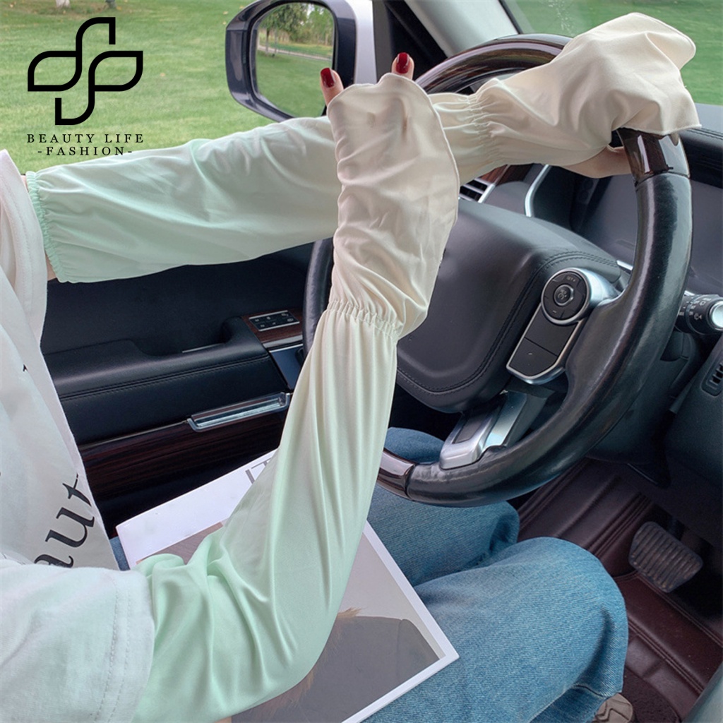 1 Cặp Găng Cánh Tay Chống Nắng / Tia UV Vải Lụa Lạnh Thoáng Khí Độ Co Giãn Cao Màu Sắc Gradient Độc Đáo Thời Trang Mùa Hè Cho Nữ