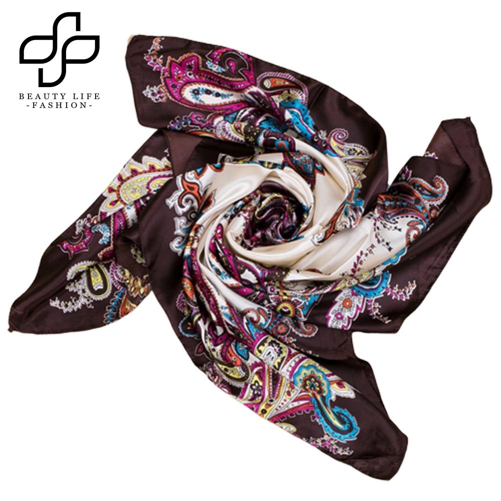 Khăn Vuông 90x90cm Bằng Lụa In Họa Tiết Hoa Cho Nữ