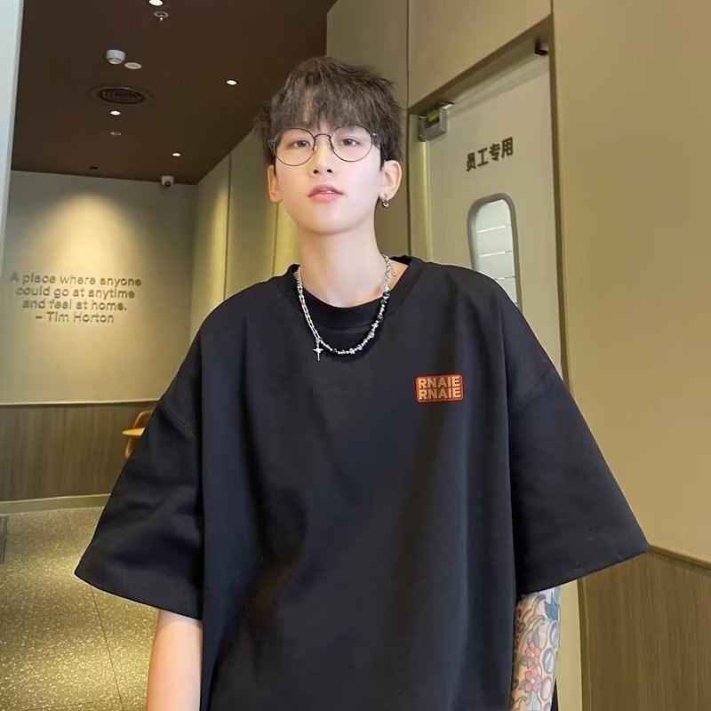 Jhzc Áo Thun Tay Lửng Dáng Rộng Màu Trơn Thời Trang Mùa Hè Dễ Phối Đồ Dành Cho Nam