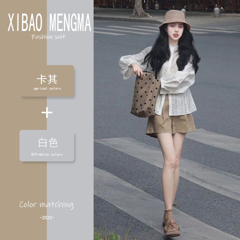 Bộ Áo Sơ Mi + Quần Short Thời Trang Hàn Quốc 2023 Plus Size 6.27