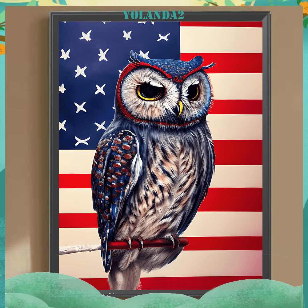 Tranh Đính Đá Kim Cương Toàn Bộ 5D DIY Hình Cờ Mỹ