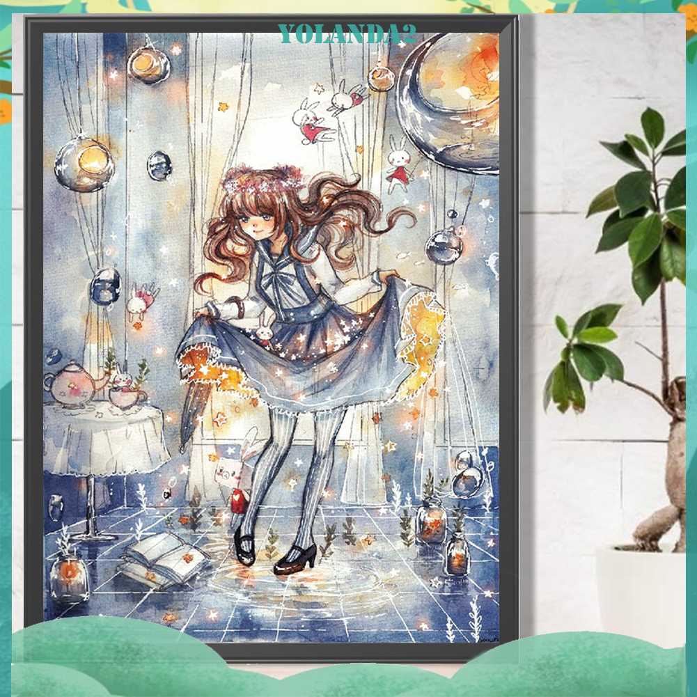 Tranh Đính Đá Kim Cương Toàn Bộ 5D DIY Hình Vẽ Cô Gái Trang Trí Nhà Cửa