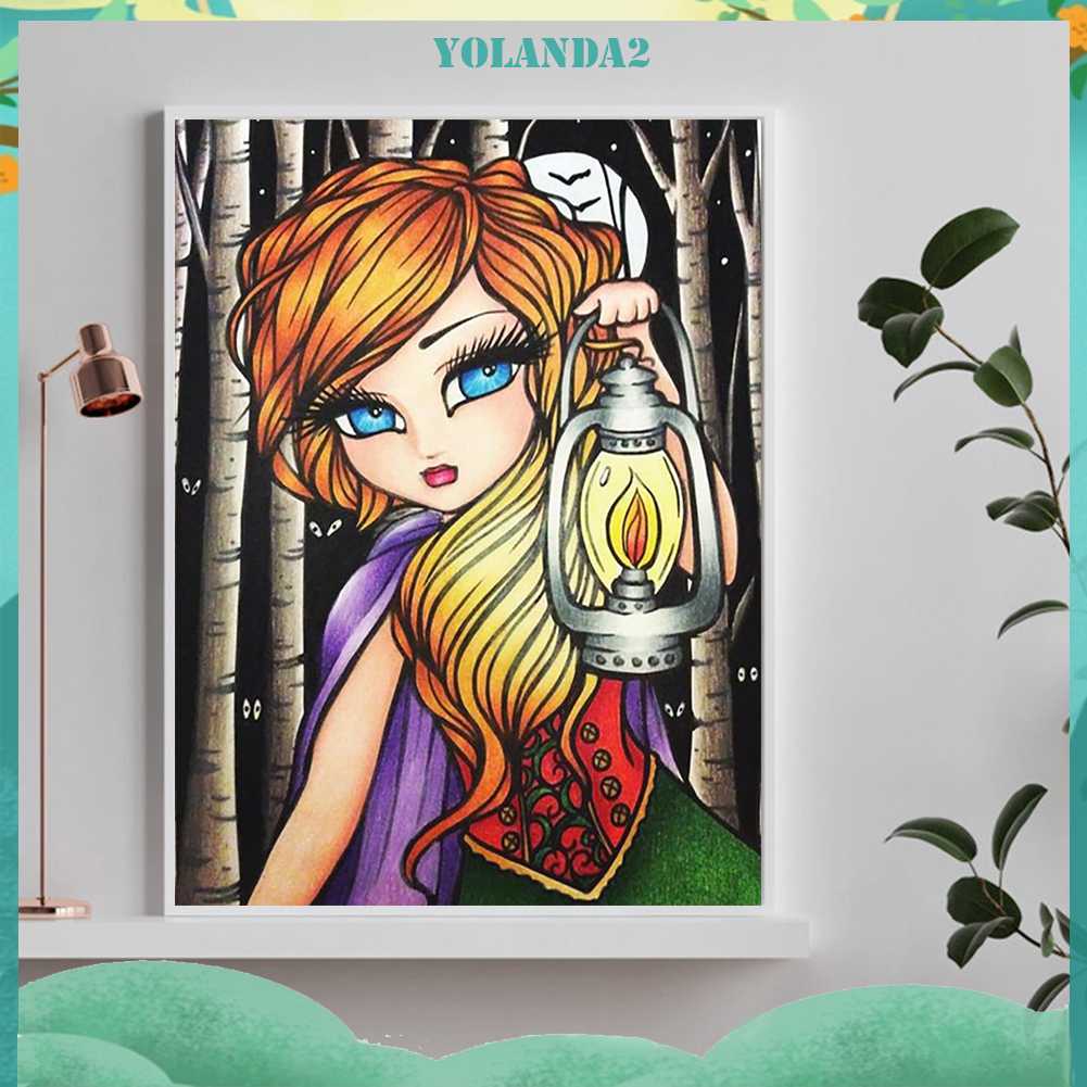 Bộ Tranh Đính Đá 5D Họa Tiết Hoạt Hình Cô Gái Độc Đáo DIY Dùng Trang Trí Nhà Cửa