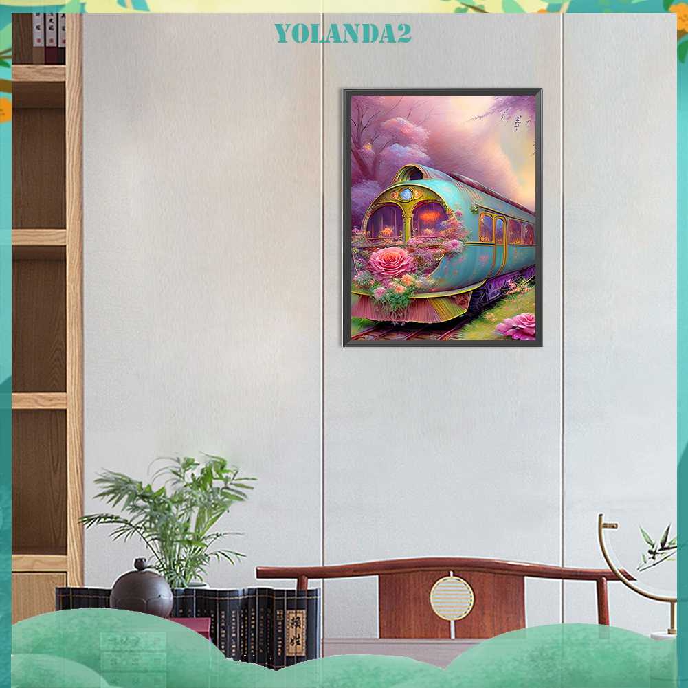 Tranh Đính Đá Kim Cương Toàn Bộ 5D DIY Hình Vẽ Đoàn Tàu Trang Trí Nhà